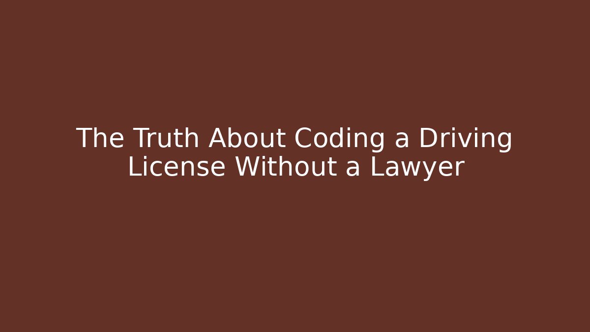 The Truth About Coding a Driving License Without a Lawyer
