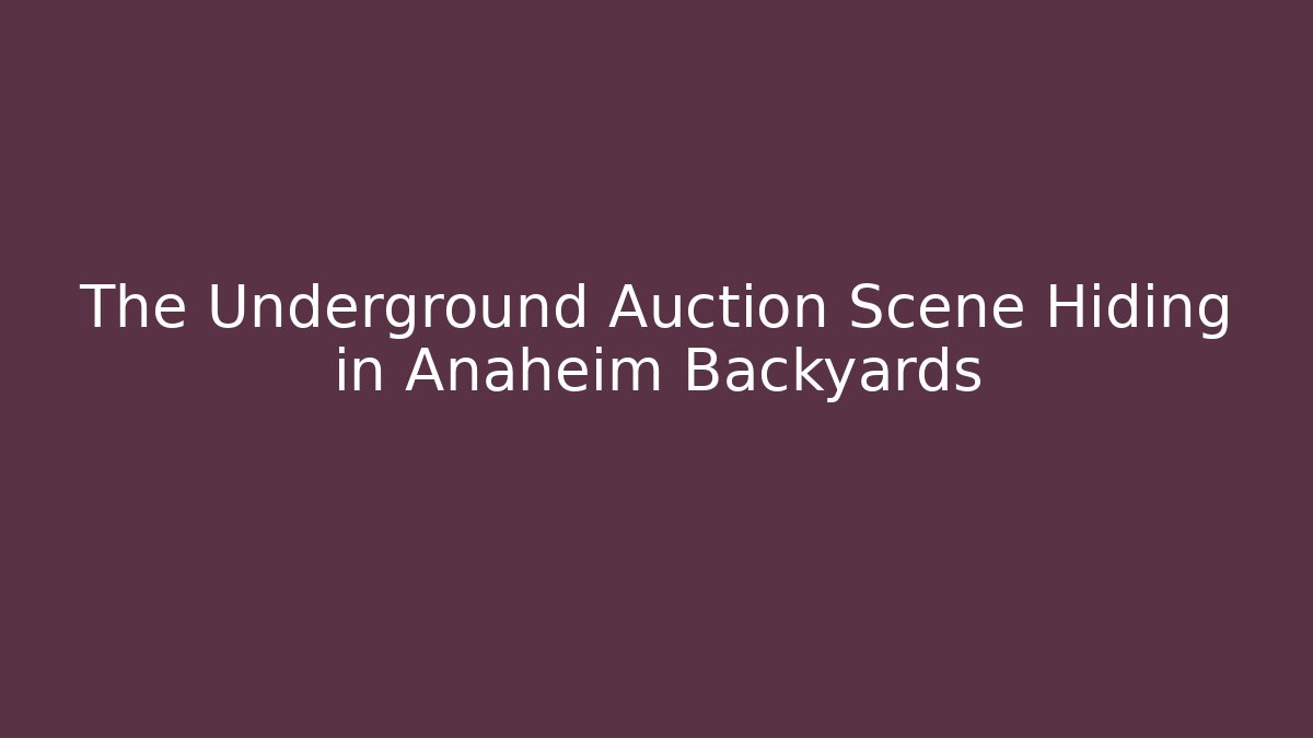The Underground Auction Scene Hiding in Anaheim Backyards