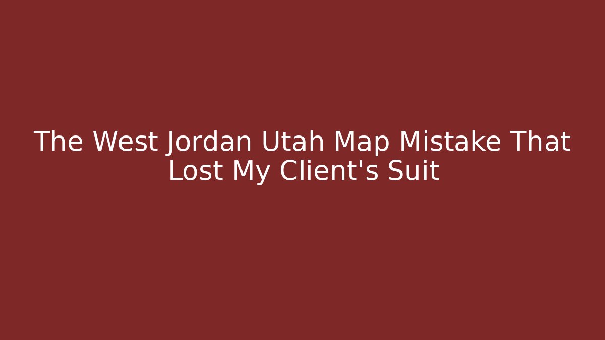 The West Jordan Utah Map Mistake That Lost My Client's Suit
