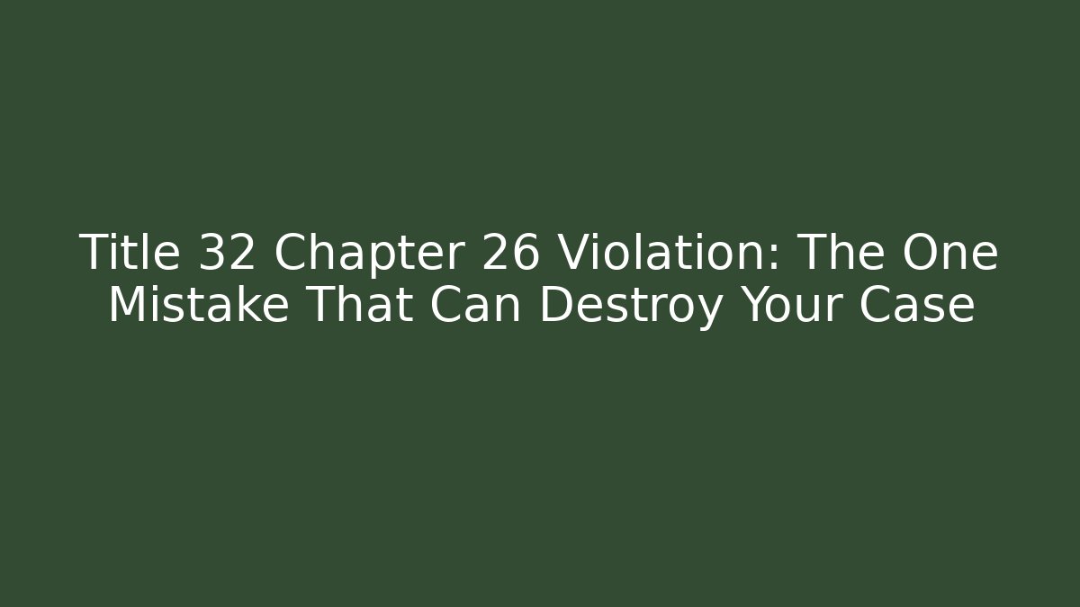 Title 32 Chapter 26 Violation: The One Mistake That Can Destroy Your Case