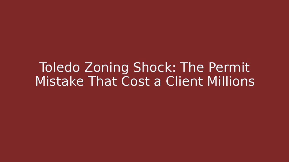 Toledo Zoning Shock: The Permit Mistake That Cost a Client Millions