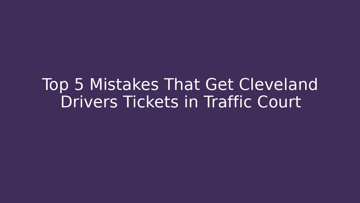 Top 5 Mistakes That Get Cleveland Drivers Tickets in Traffic Court