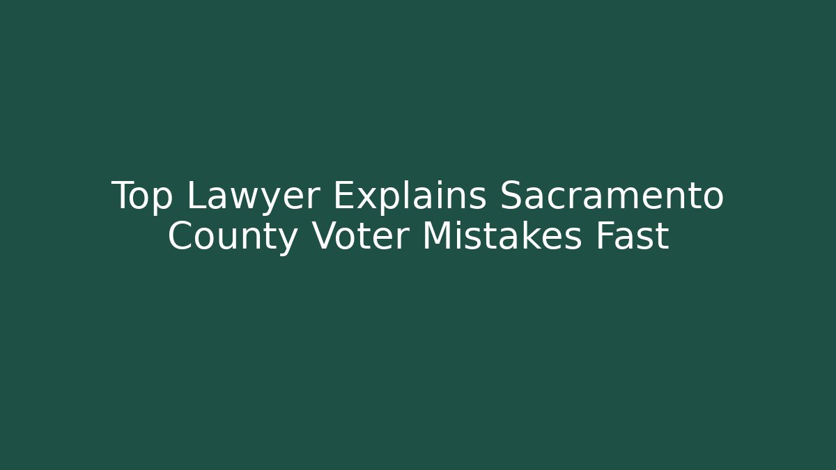 Top Lawyer Explains Sacramento County Voter Mistakes Fast