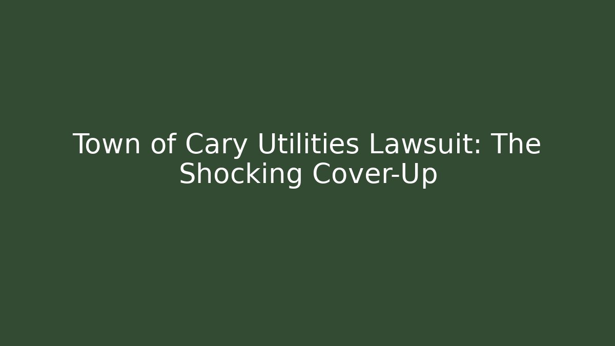 Town of Cary Utilities Lawsuit: The Shocking Cover-Up