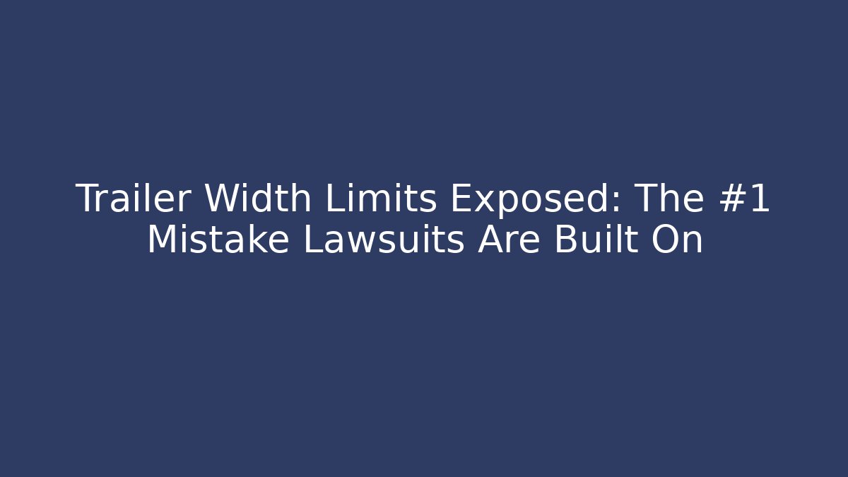 Trailer Width Limits Exposed: The #1 Mistake Lawsuits Are Built On