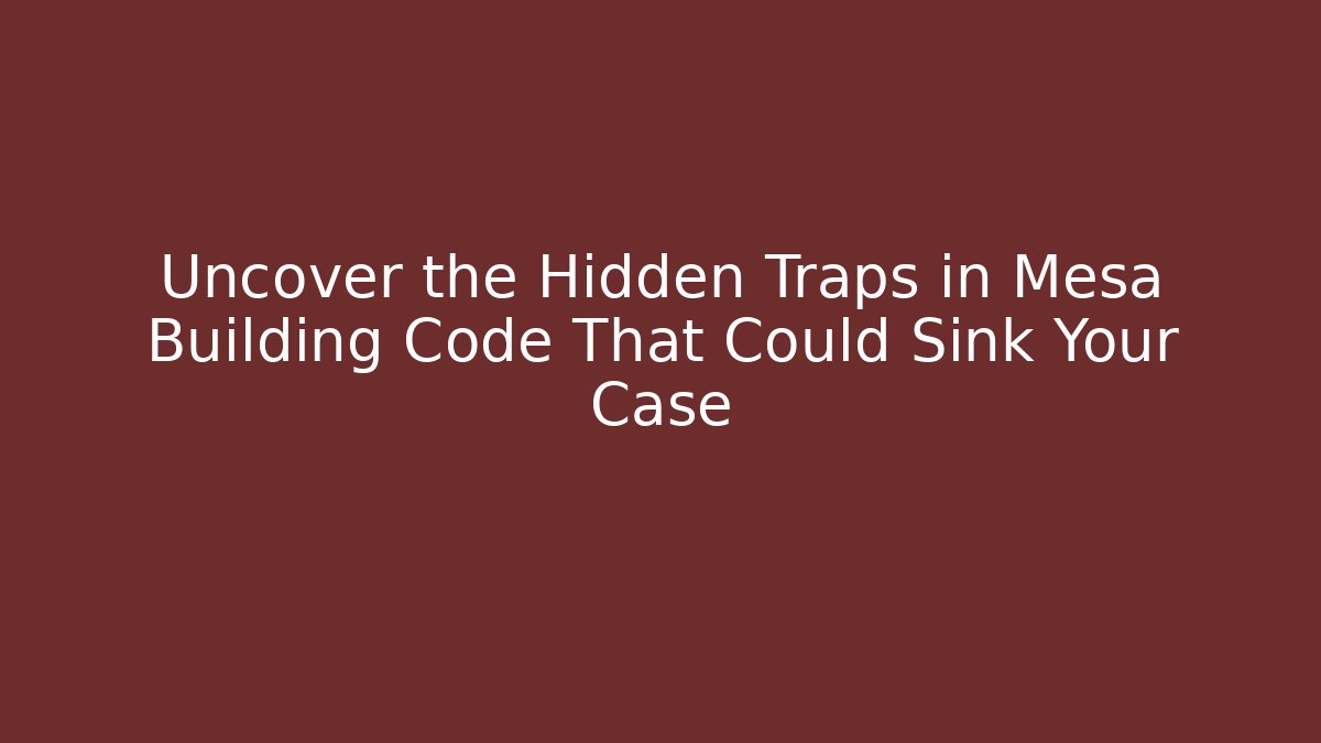 Uncover the Hidden Traps in Mesa Building Code That Could Sink Your Case - Magmic