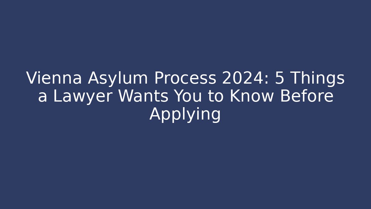 Vienna Asylum Process 2024: 5 Things a Lawyer Wants You to Know Before Applying