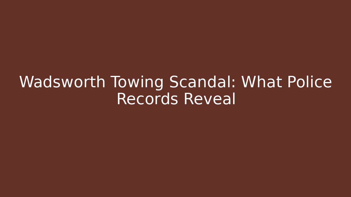 Wadsworth Towing Scandal: What Police Records Reveal