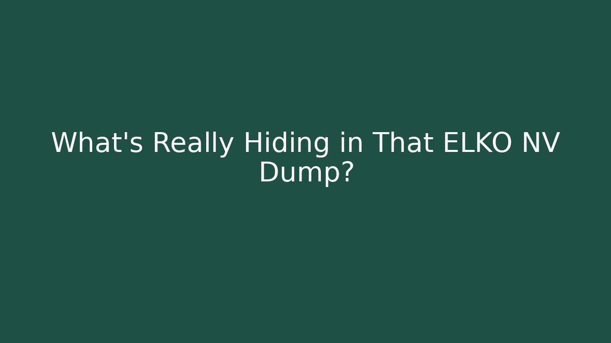 What's Really Hiding in That ELKO NV Dump?
