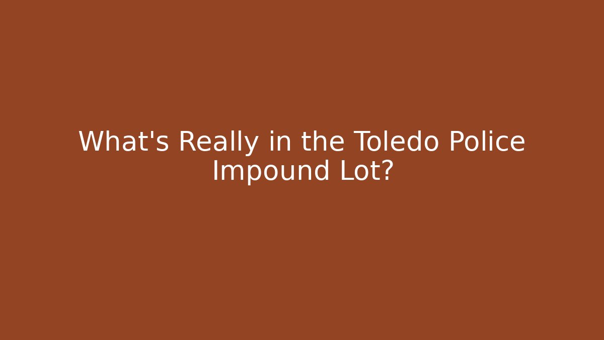 What's Really in the Toledo Police Impound Lot?