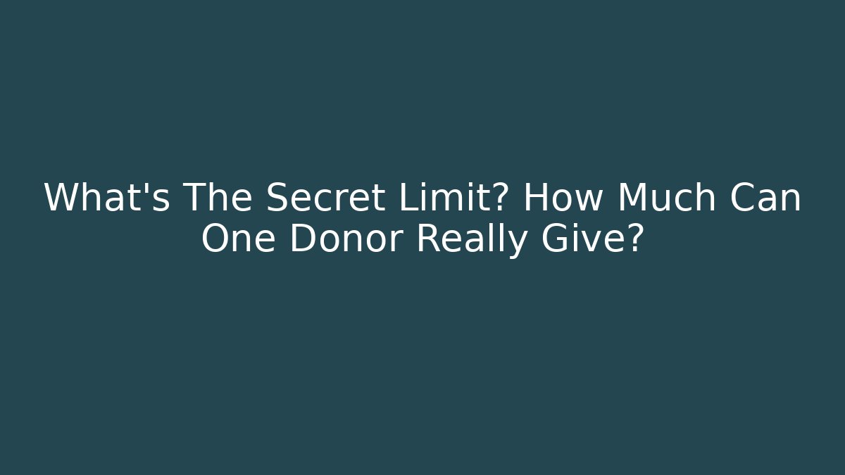 What's The Secret Limit? How Much Can One Donor Really Give?