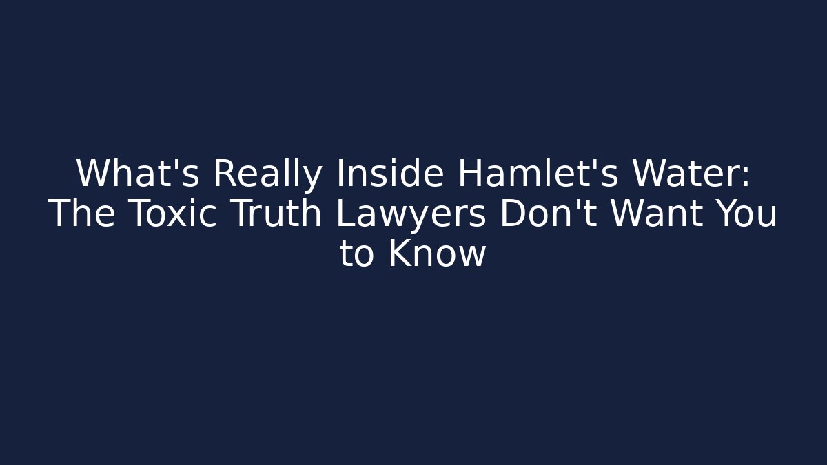 What’s Really Inside Hamlet’s Water: The Toxic Truth Lawyers Don’t Want You to Know