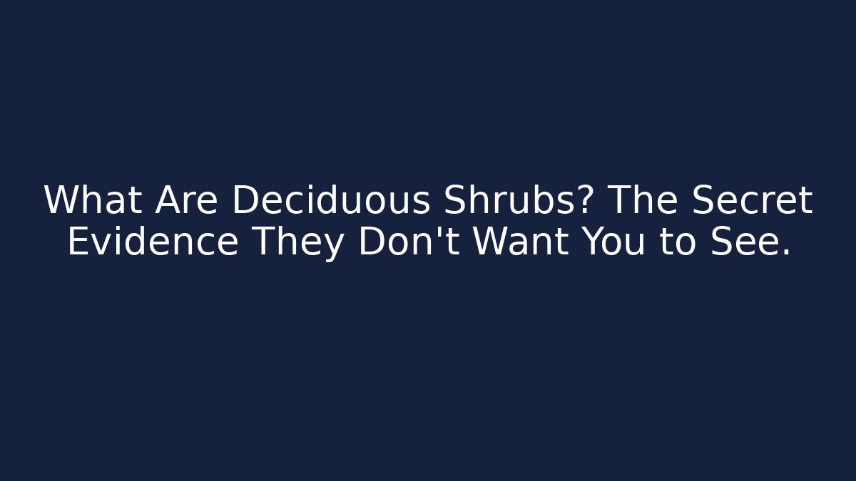 What Are Deciduous Shrubs? The Secret Evidence They Don't Want You to See.