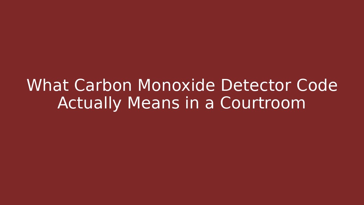 What Carbon Monoxide Detector Code Actually Means in a Courtroom