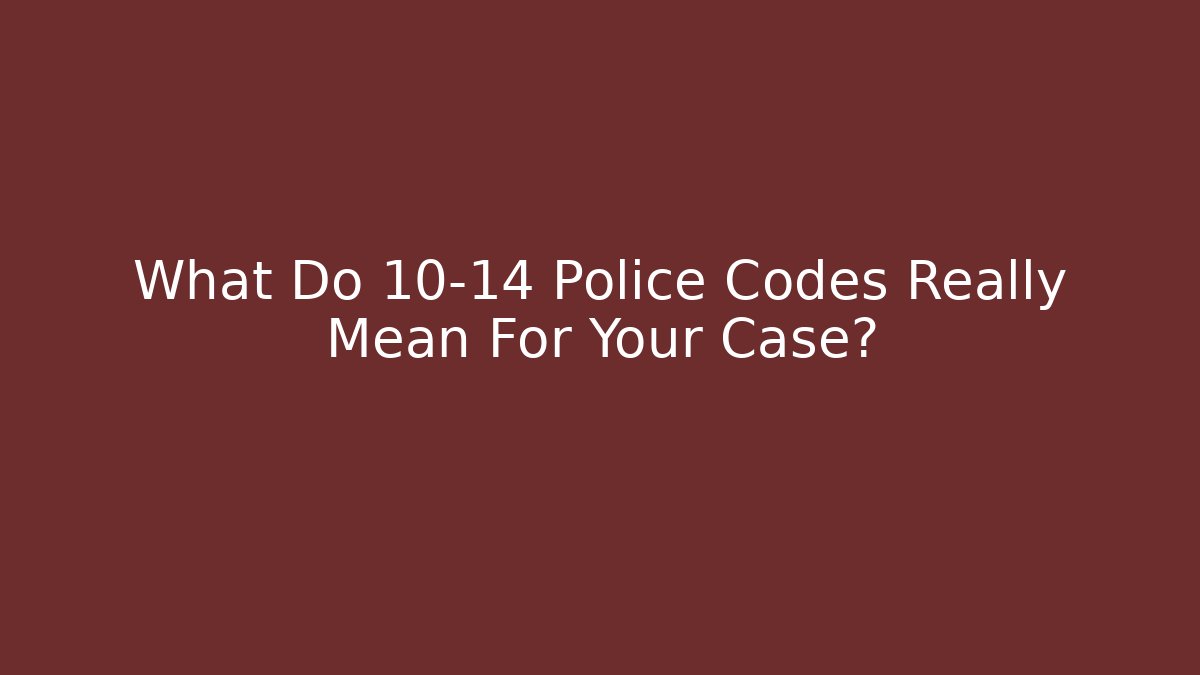What Do 10-14 Police Codes Really Mean For Your Case?