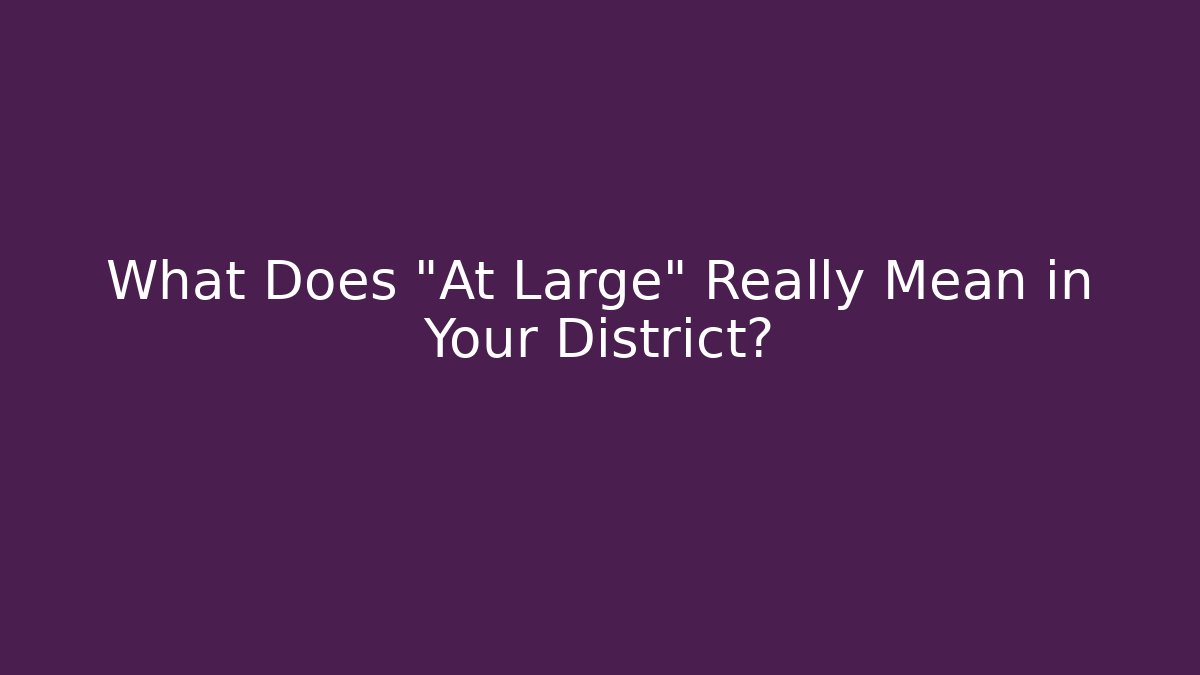 What Does "At Large" Really Mean in Your District?