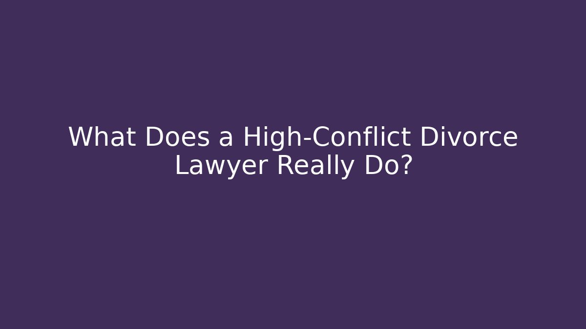 What Does a High-Conflict Divorce Lawyer Really Do? - Magmic