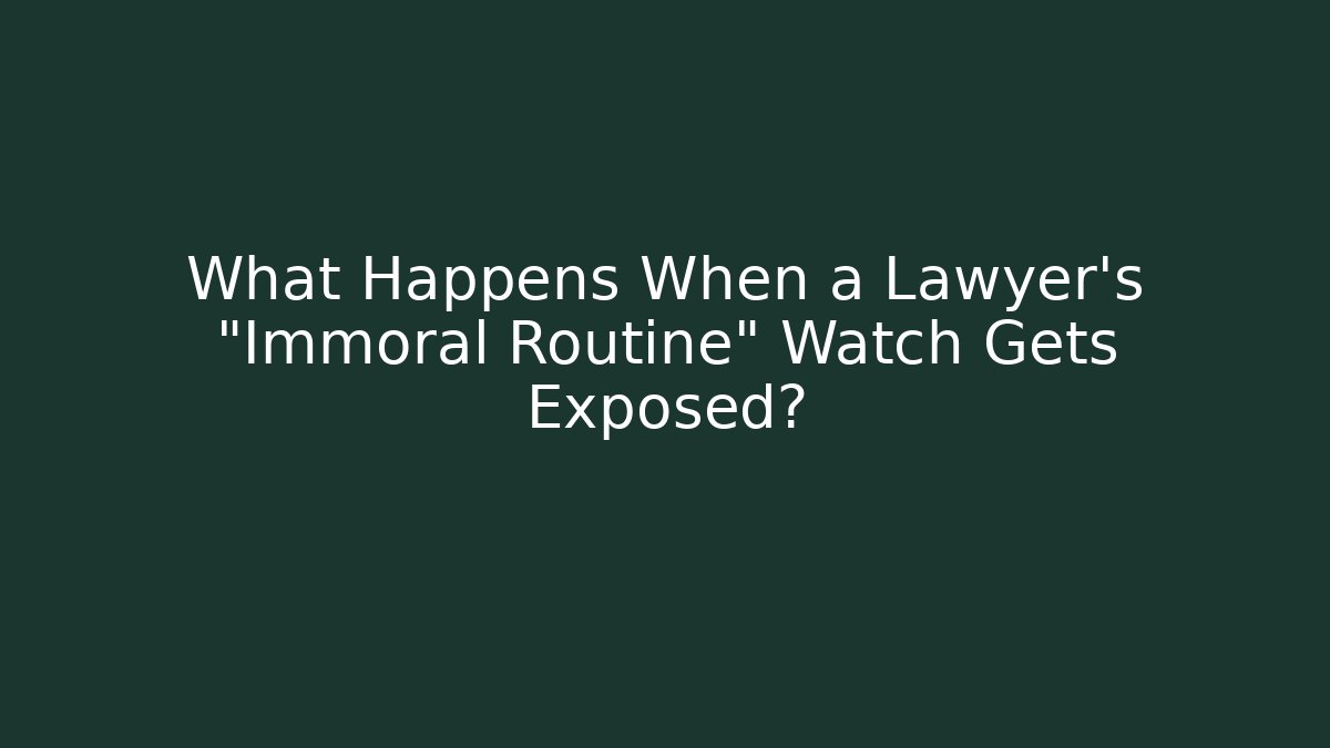 What Happens When a Lawyer's "Immoral Routine" Watch Gets Exposed?