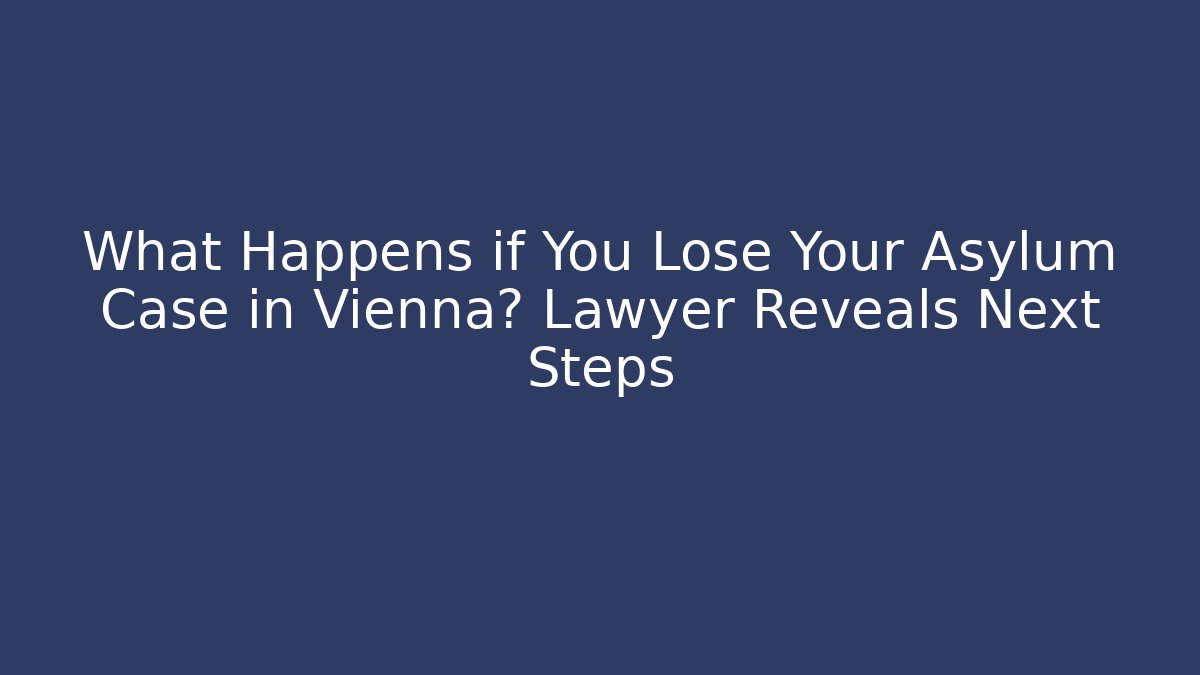 What Happens if You Lose Your Asylum Case in Vienna? Lawyer Reveals Next Steps