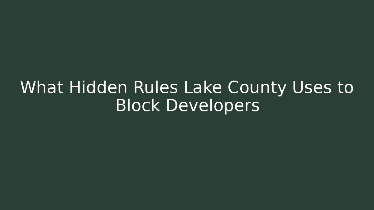 What Hidden Rules Lake County Uses to Block Developers - Magmic