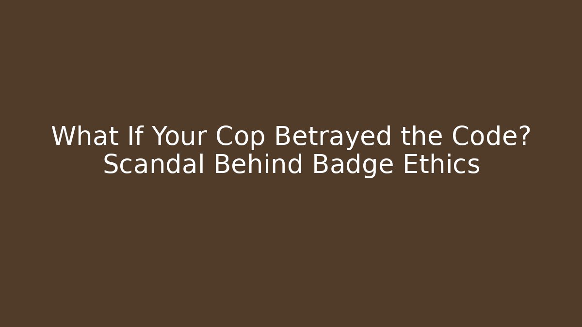 What If Your Cop Betrayed the Code? Scandal Behind Badge Ethics