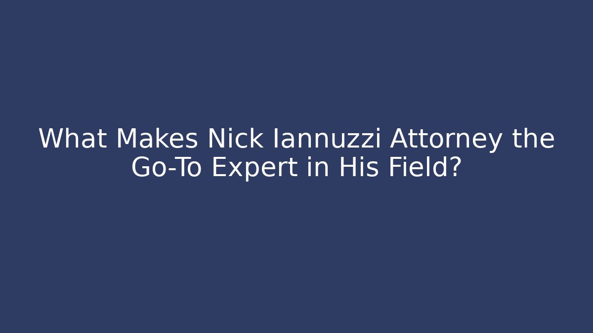What Makes Nick Iannuzzi Attorney the Go-To Expert in His Field?