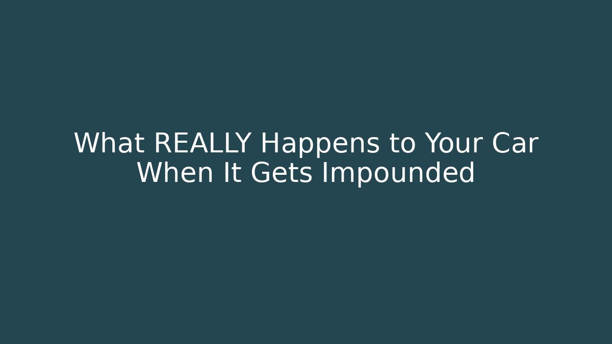 What REALLY Happens to Your Car When It Gets Impounded - Magmic