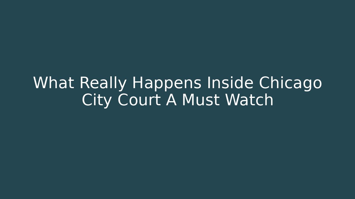What Really Happens Inside Chicago City Court A Must Watch