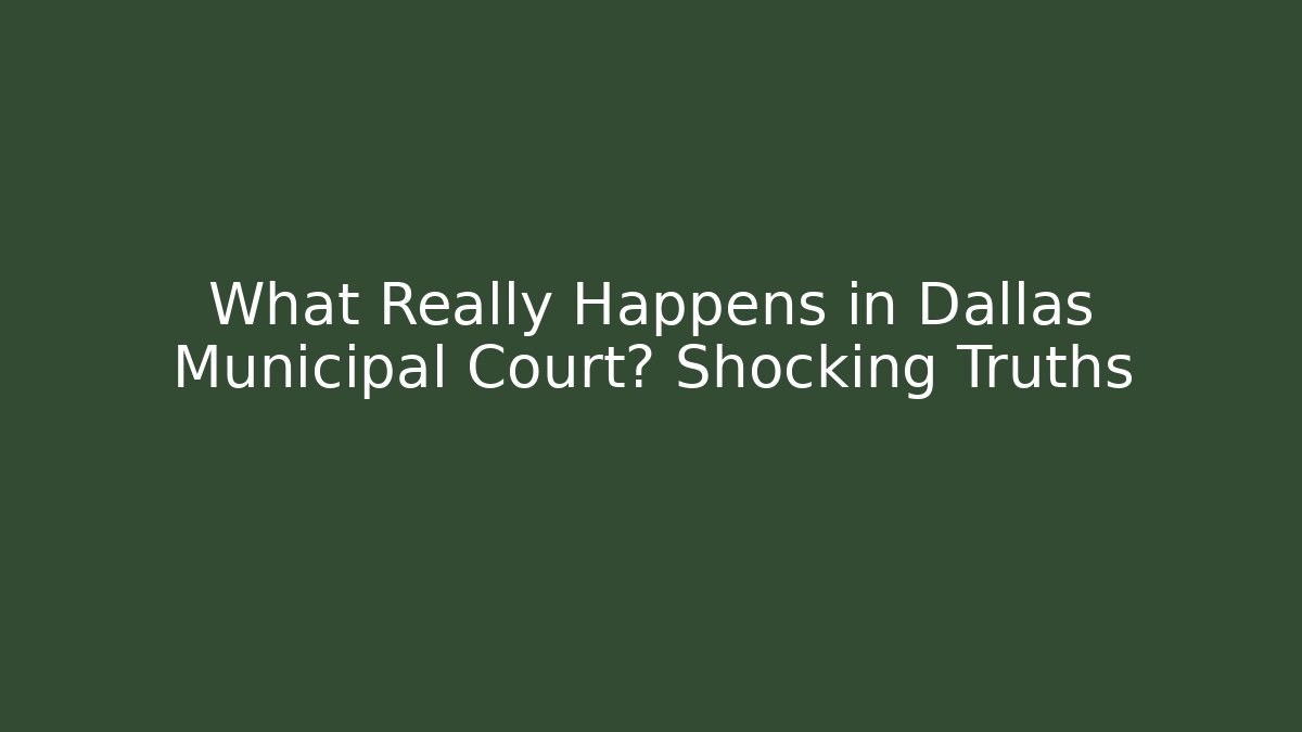 What Really Happens in Dallas Municipal Court? Shocking Truths