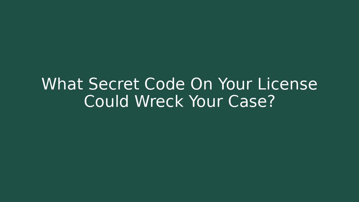 What Secret Code On Your License Could Wreck Your Case?