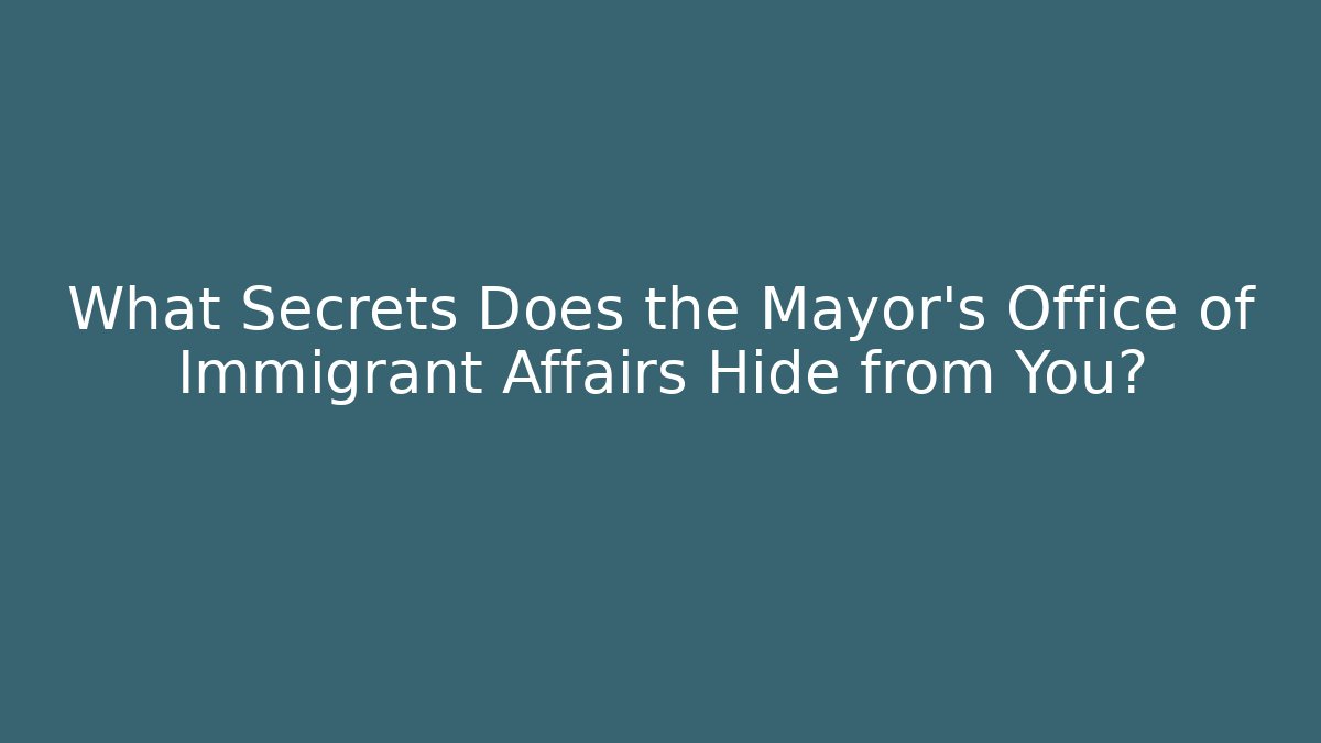 What Secrets Does the Mayor's Office of Immigrant Affairs Hide from You?