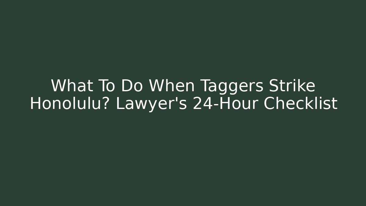 What To Do When Taggers Strike Honolulu? Lawyer’s 24-Hour Checklist