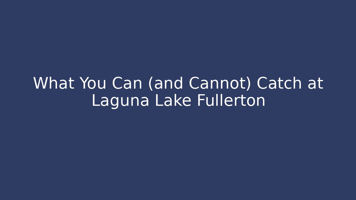 What You Can (and Cannot) Catch at Laguna Lake Fullerton