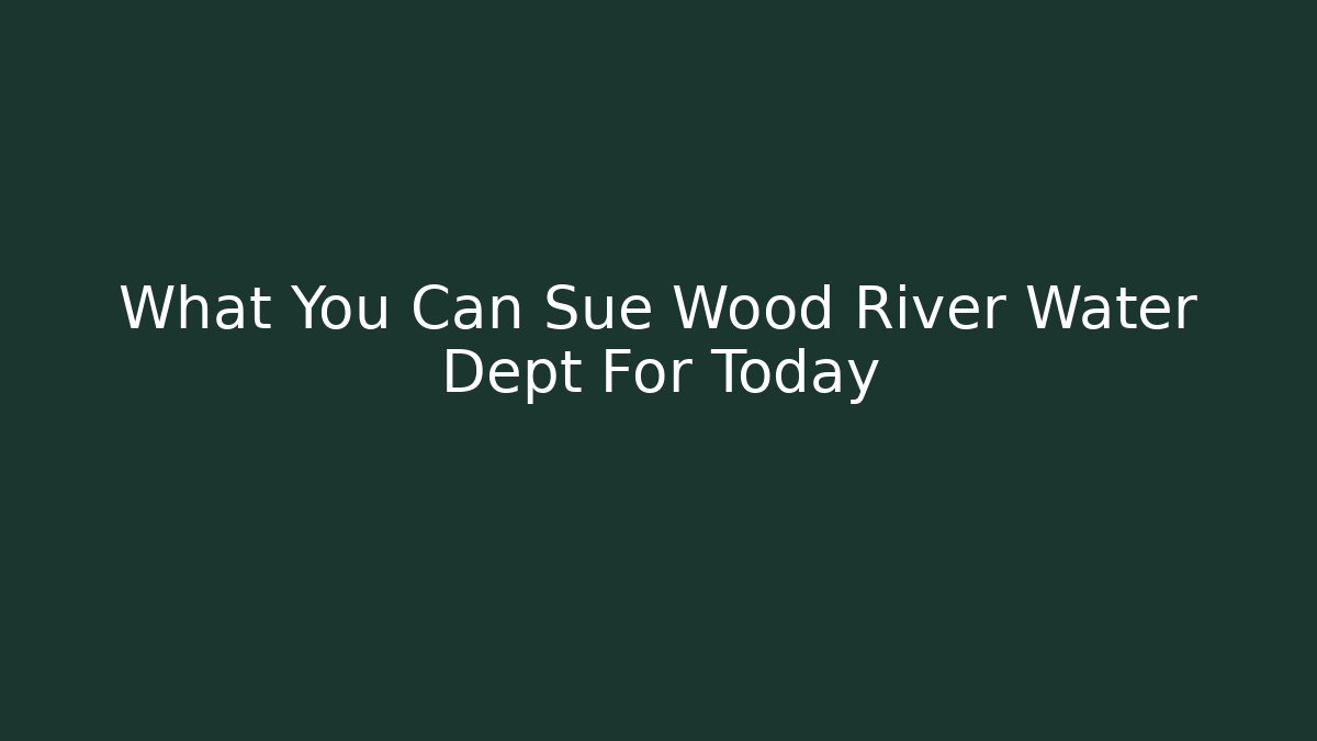 What You Can Sue Wood River Water Dept For Today