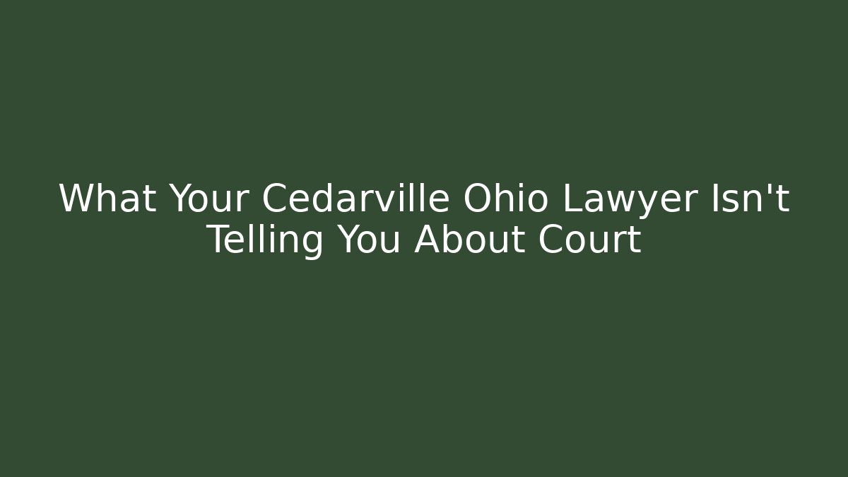 What Your Cedarville Ohio Lawyer Isn't Telling You About Court