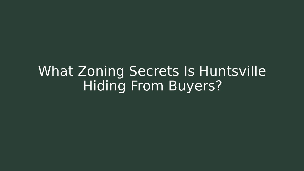 What Zoning Secrets Is Huntsville Hiding From Buyers?