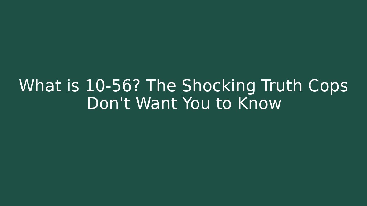 What is 10-56? The Shocking Truth Cops Don't Want You to Know
