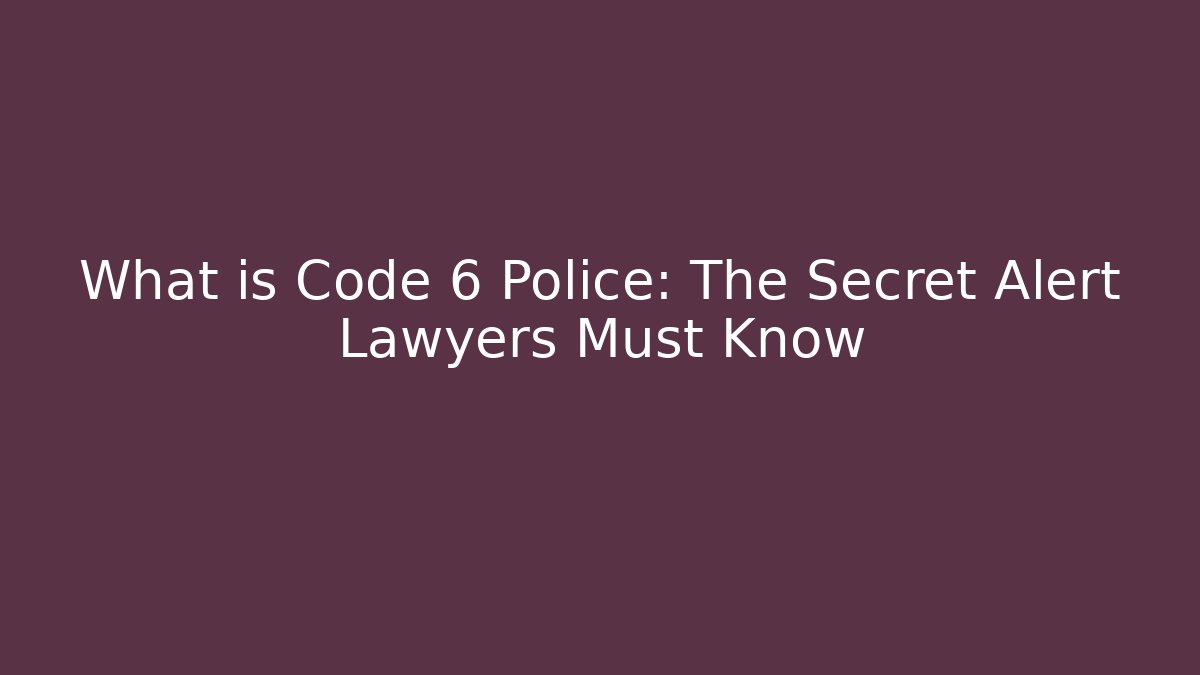 What is Code 6 Police: The Secret Alert Lawyers Must Know - Magmic