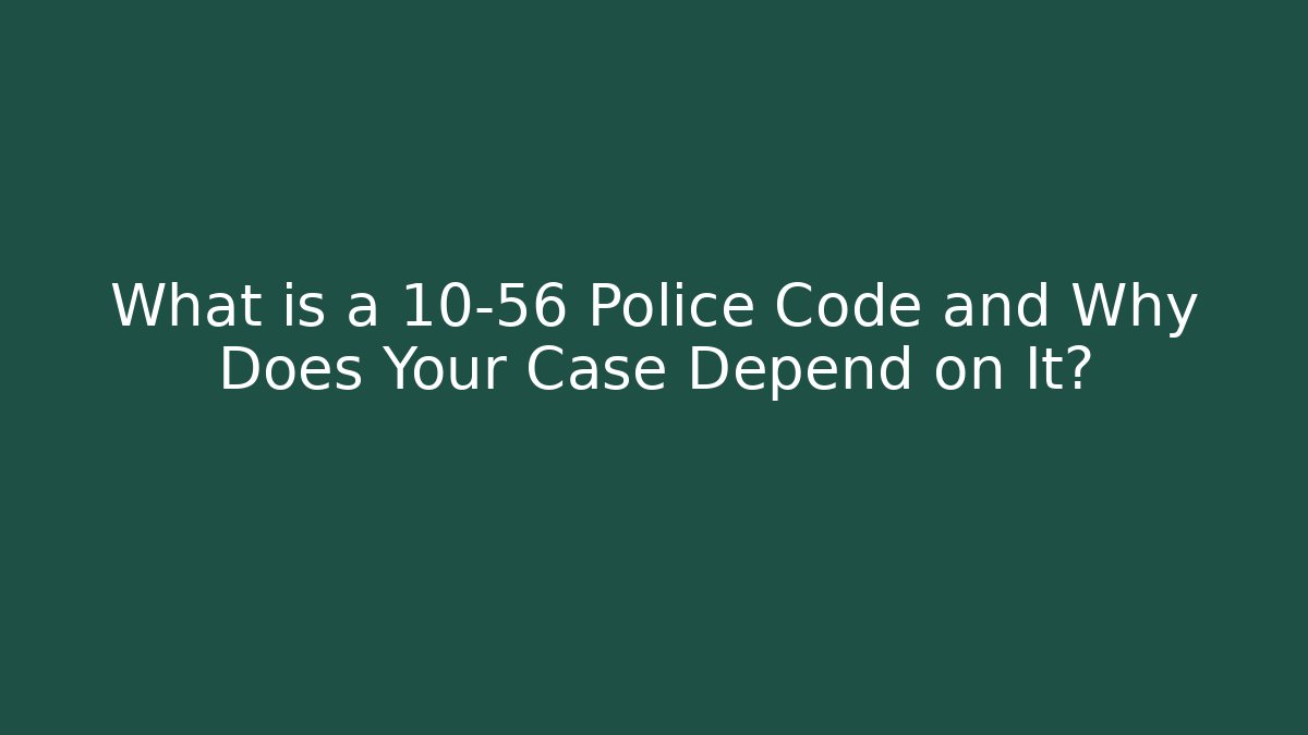 What is a 10-56 Police Code and Why Does Your Case Depend on It? - Magmic