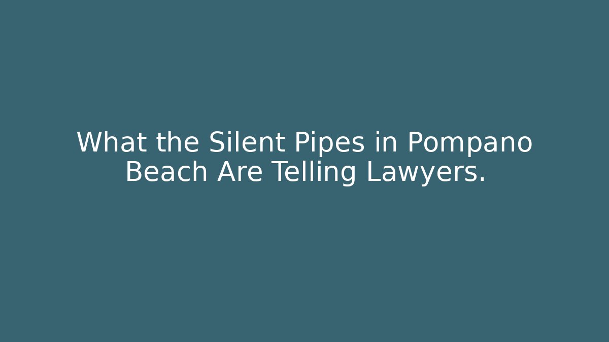 What the Silent Pipes in Pompano Beach Are Telling Lawyers.