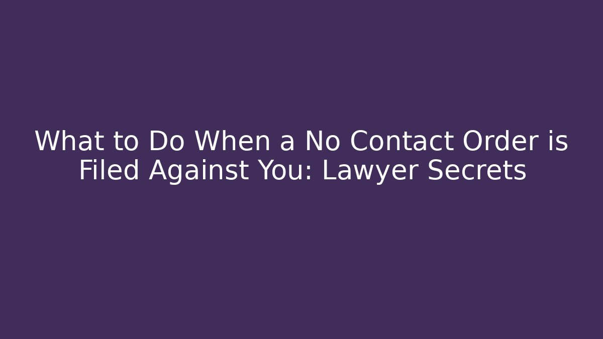 What to Do When a No Contact Order is Filed Against You: Lawyer Secrets