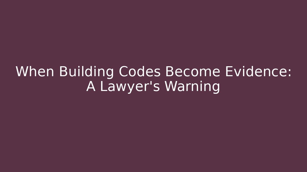 When Building Codes Become Evidence: A Lawyer’s Warning