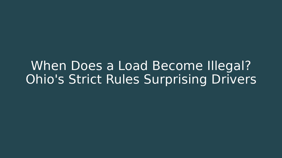 When Does a Load Become Illegal? Ohio's Strict Rules Surprising Drivers - Magmic