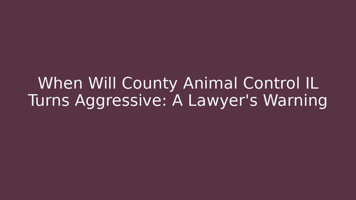 When Will County Animal Control IL Turns Aggressive: A Lawyer’s Warning - Magmic