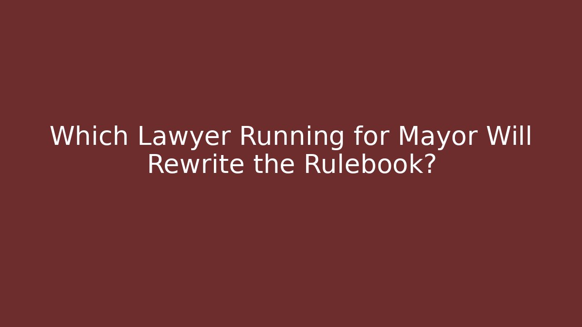 Which Lawyer Running for Mayor Will Rewrite the Rulebook? - Magmic