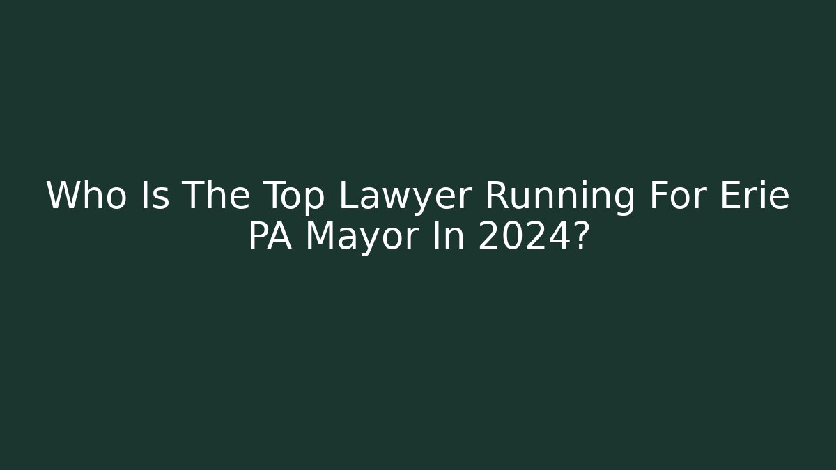Who Is The Top Lawyer Running For Erie PA Mayor In 2024?