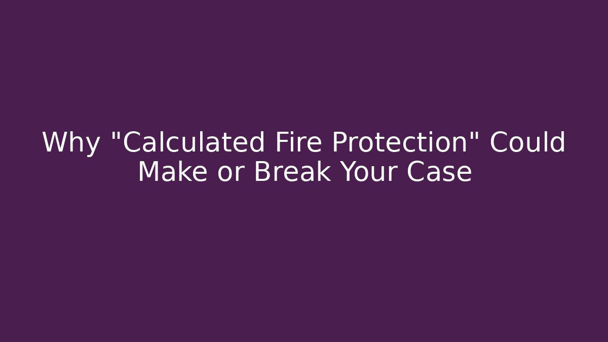 Why "Calculated Fire Protection" Could Make or Break Your Case