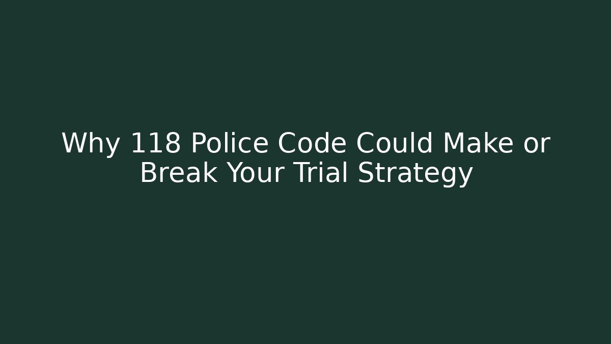 Why 118 Police Code Could Make or Break Your Trial Strategy