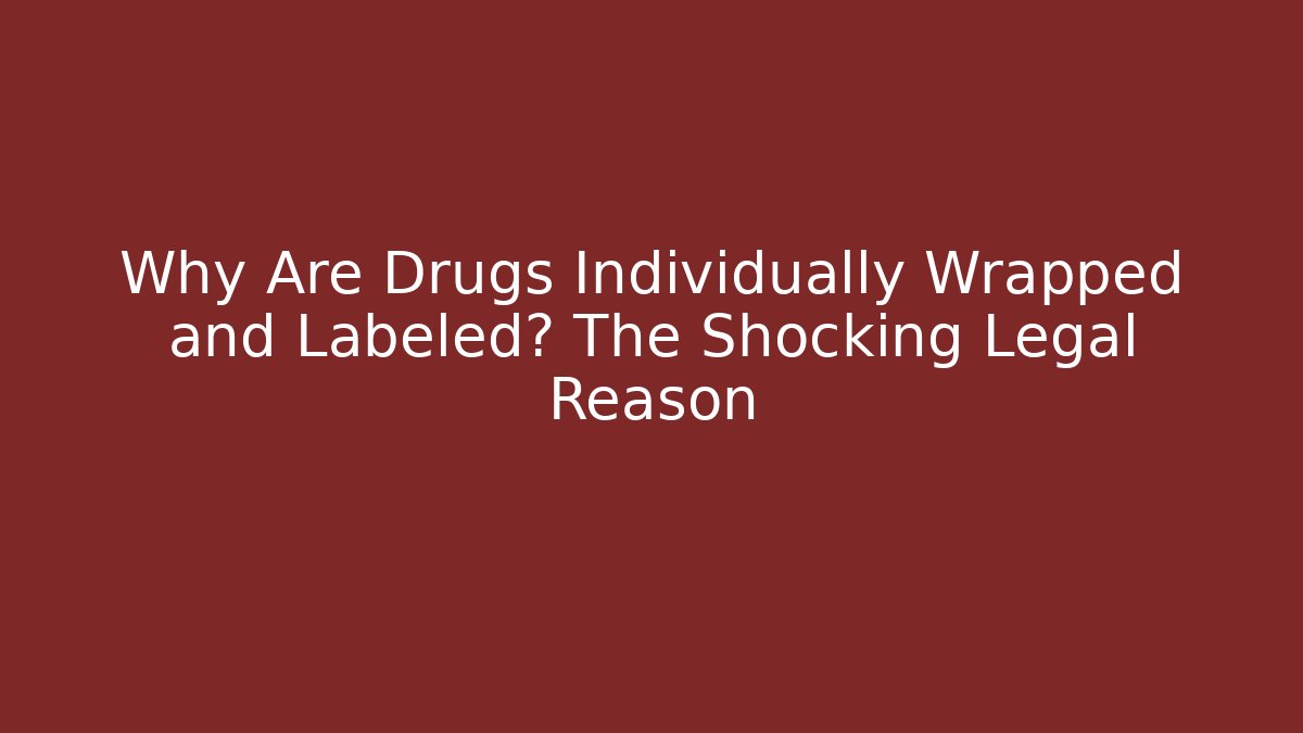 Why Are Drugs Individually Wrapped and Labeled? The Shocking Legal Reason
