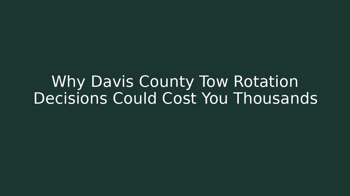 Why Davis County Tow Rotation Decisions Could Cost You Thousands